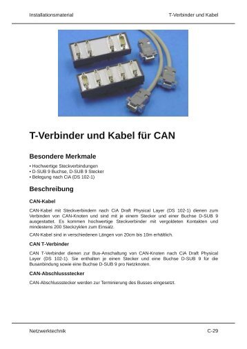 T Verbinder und Kabel fÃ¼r CAN Besondere Merkmale