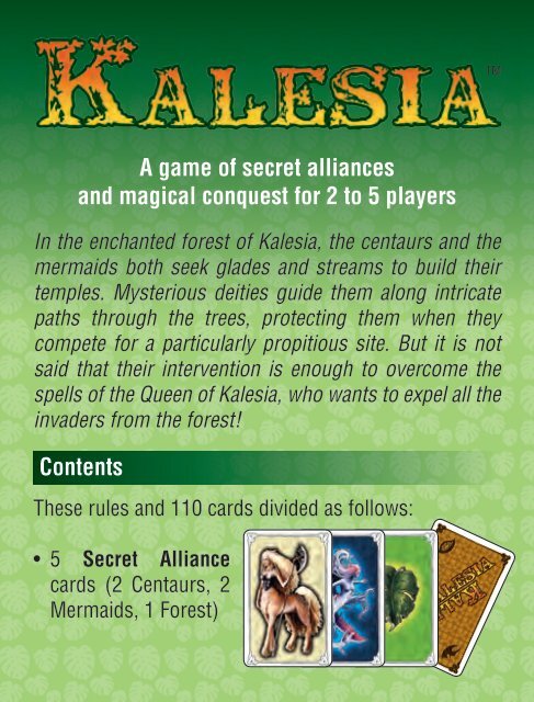 A game of secret alliances and magical conquest for 2 to 5 players ...