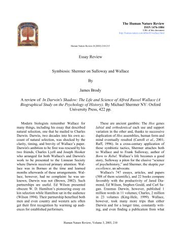 Essay Review Symbiosis: Shermer on Sulloway and Wallace By ...