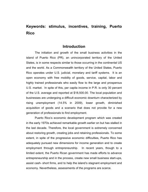 Abstract - Quest for Global Competitiveness - Universidad de Puerto ...