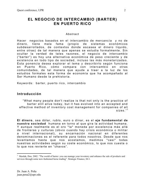 Abstract - Quest for Global Competitiveness - Universidad de Puerto ...