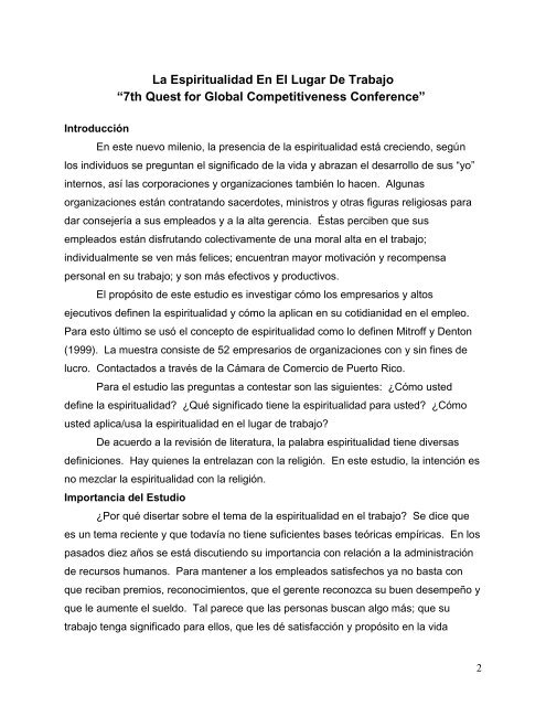 Abstract - Quest for Global Competitiveness - Universidad de Puerto ...