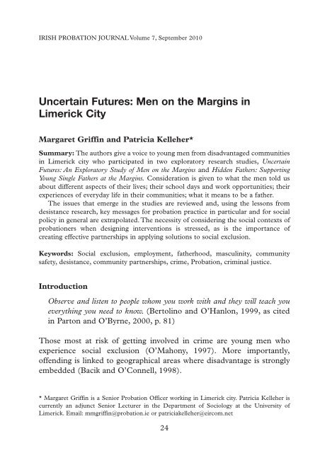 Uncertain Futures: Men on the Margins in Limerick City