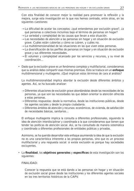 Respuesta a las necesidades bÃ¡sicas de las personas sin ... - Ararteko