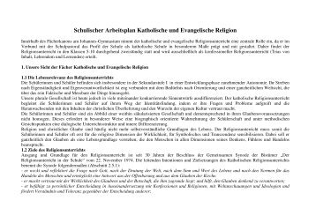 Schulischer Arbeitsplan Katholische und Evangelische Religion