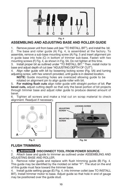 Instruction manual Double Insulated Laminate Trimmers