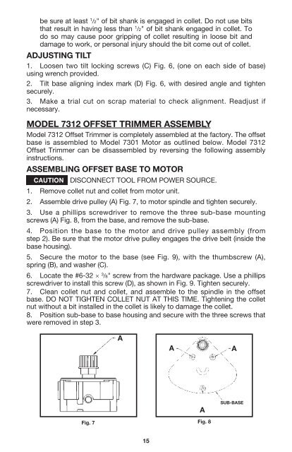 Instruction manual Double Insulated Laminate Trimmers