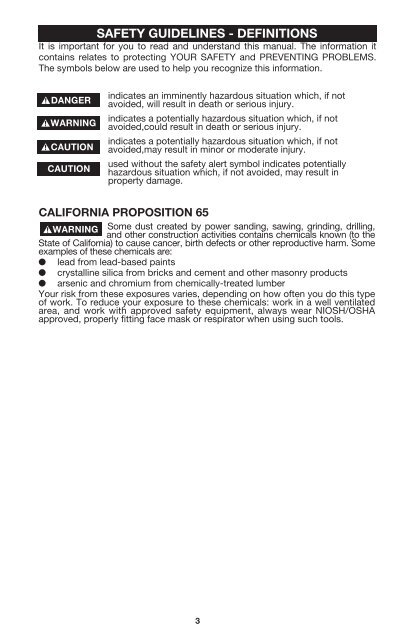 Instruction manual Double Insulated Laminate Trimmers