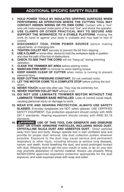 Instruction manual Double Insulated Laminate Trimmers