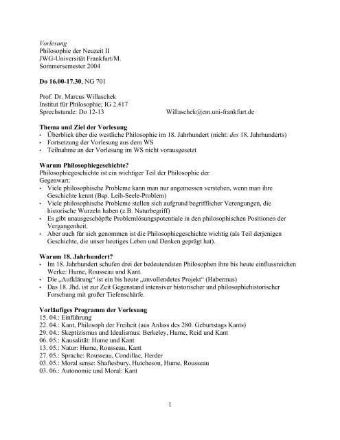 Handout Zur Vorlesung