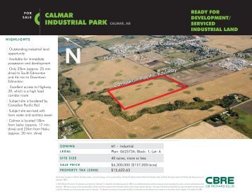 CALMAR INDUSTRIAL PARK CALMAR, AB - The Town of Calmar