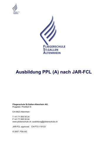 Ausbildung PPL (A) nach JAR-FCL - Fliegerschule St. Gallen