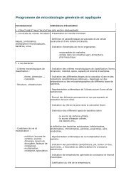 Programme de Microbiologie générale et appliquée