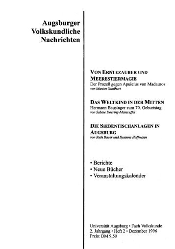 Augsburger Volkskundliche Nachrichten - OPUS Augsburg ...