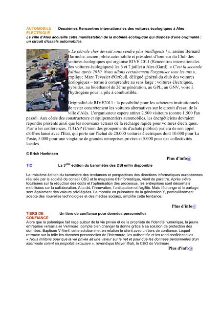 Lire les Articles parus - Agence MCM