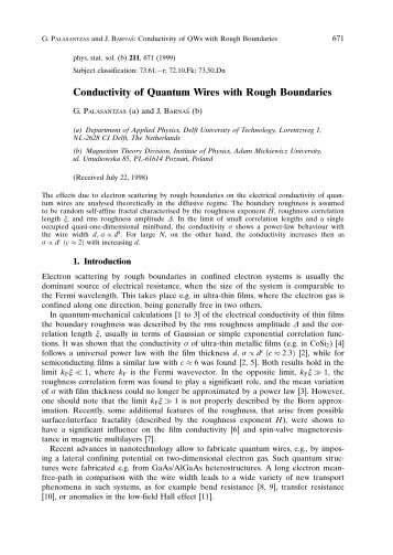 Conductivity of Quantum Wires with Rough Boundaries