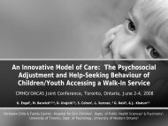 An Innovative Model of Care - Children's Mental Health Ontario