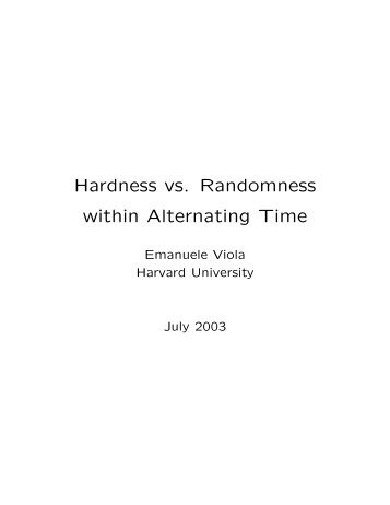 Hardness vs. Randomness within Alternating Time - Columbia ...
