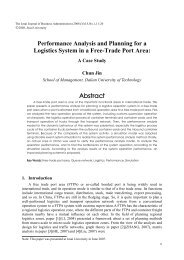 Performance Analysis and Planning for a Logistics System in a Free ...