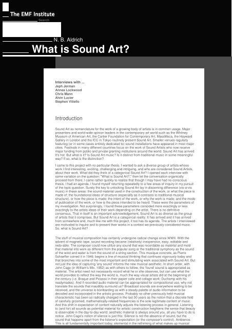 Aldrich-2003-What is Sound Art.pdf - An International Archive of ...