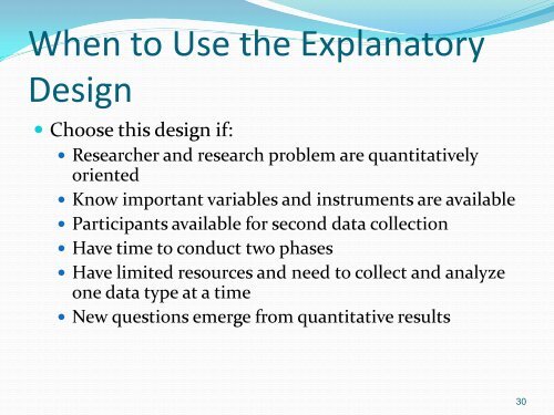 When To Use The Explanato