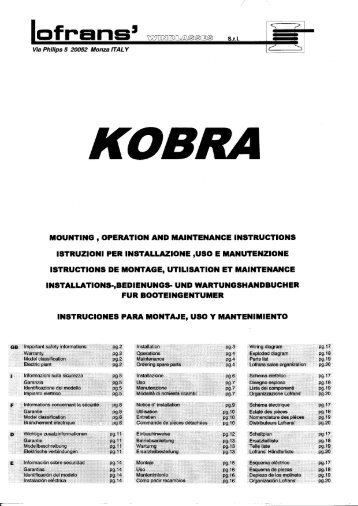 Lofrans Kobra Windlass Instruction Manual - Safety Marine