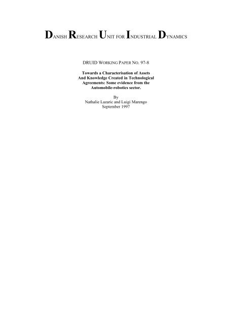 danish research unit for industrial dynamics druid working paper no ...