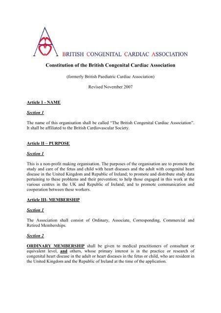 Constitution of the British Congenital Cardiac Association
