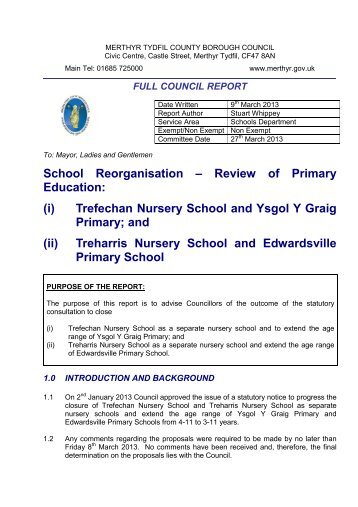 Trefechan Nursery School and Ysgol Y Graig Primary