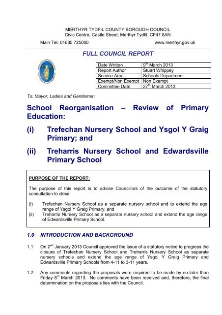 Trefechan Nursery School And Ysgol Y Graig Primary Trefechan Nursery School And Ysgol Y