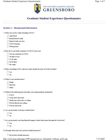 Graduate Student Experience Questionnaire - The University of ...