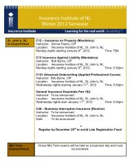 Insurance Institute Of NL Winter 2012 Semester