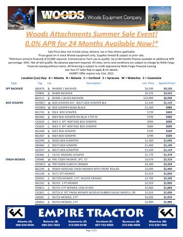 Woods Attachments Summer Sale Event! 0.0% APR ... - Empire Tractor