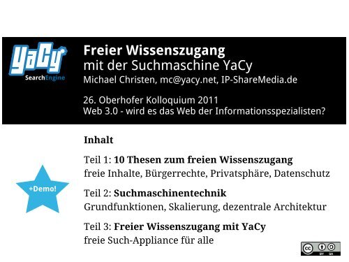 Freier Wissenszugang mit der Suchmaschine YaCy