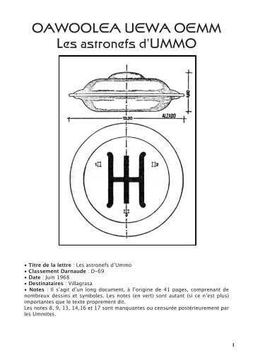 OAWOOLEA UEWA OEMM Les astronefs d'UMMO - ufo-science