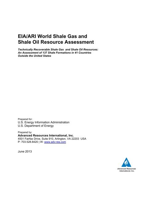 EIA/ARI World Shale Gas and Shale Oil Resource Assessment