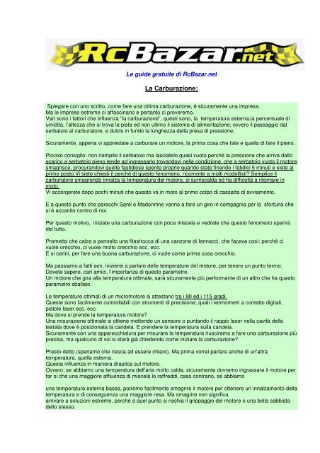 La Carburazione: - Modellismo.net