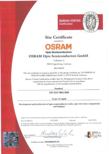 Download: ISO 9001 - OSRAM Opto Semiconductors