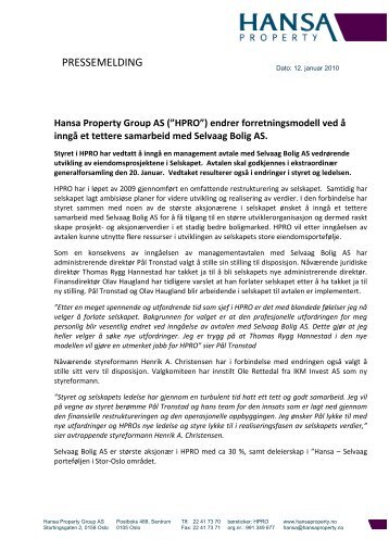 Hansa Property Group AS - press release jan 2010.pdf - Netfonds