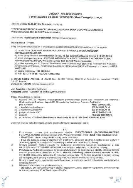 Umowa o przyłączeniu