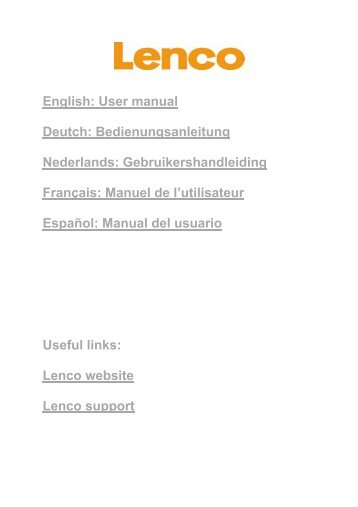 English: User manual Deutch: Bedienungsanleitung ... - Lenco