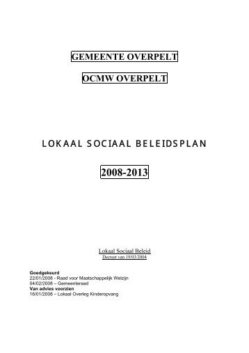 Overpelt - lokaal sociaal beleidsplan 2008-2014 - Vlaanderen.be