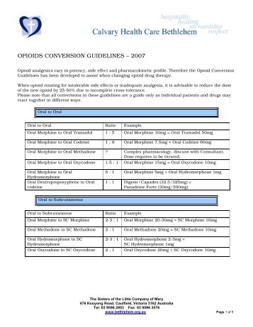 OPIOIDS CONVERSION GUIDELINES â 2007 - Alfred Health