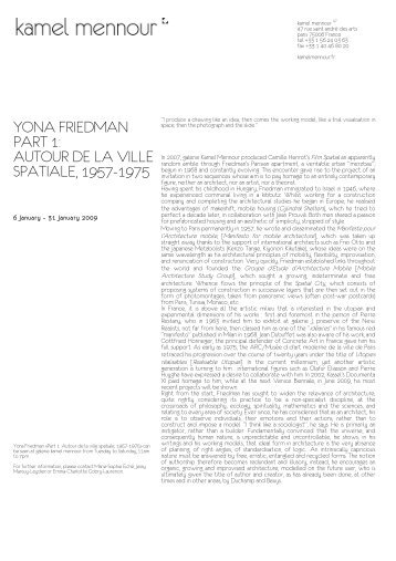 Yona Friedman 1 ANG - Galerie Kamel Mennour