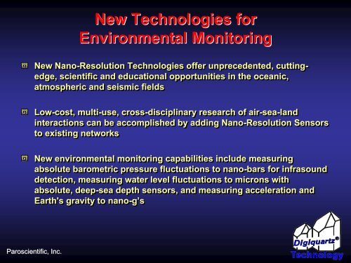 Nano-Resolution Sensors for Environmental ... - Paroscientific, Inc.