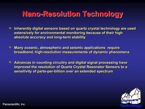 Nano-Resolution Sensors for Environmental ... - Paroscientific, Inc.