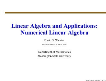 Linear Algebra and Applications: Numerical Linear Algebra