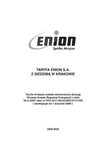 taryfa enion sa z siedzibą w krakowie - TAURON Dystrybucja