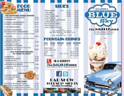 download menu Blue Sky Ice Cream Hamburger