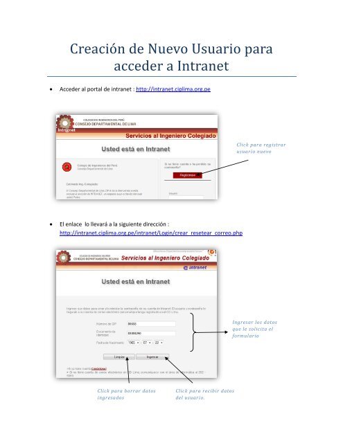 Acceso a Intranet y Bolsa de Trabajo del CDLIMA para el usuario ...